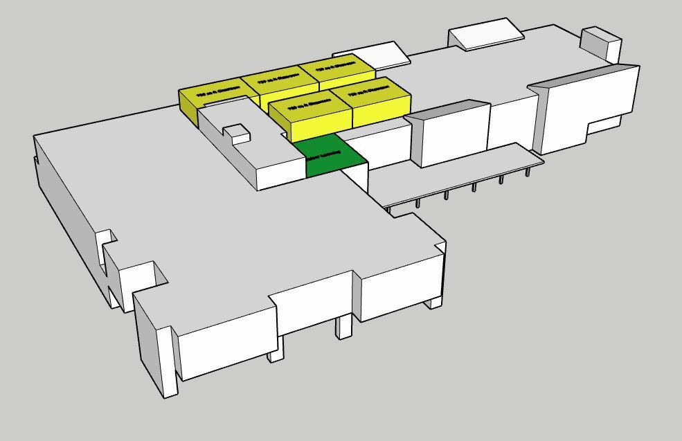3D renderings of school with third floor