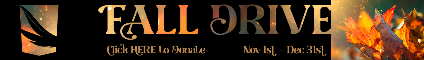 Mid Page banner for Fall Drive. Click here to donate
