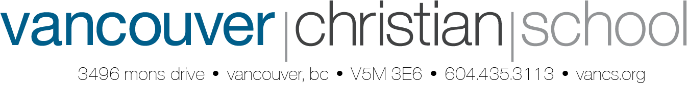 Vancouver Christian School Logo with Contact Information